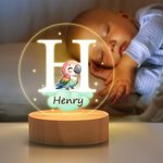 Gepersonaliseerd Fantasie Ster Wolk Schattige Bosdieren Initialen Naam LED Nachtlampje met Houten Basis Babykamer Decoratie Babyshower Cadeau