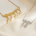 Personalized Birth Flower Necklace with 1-8 Names Woman Jewelry Birthday Mother's Day Anniversary Gift for Mom Grandmother
