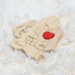 Personalized Wooden Bear Family Red Heart Puzzle with 2-5 Names Desk Decor Birthday Anniversary Gift for Family