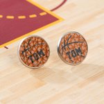 Personalized Multicolour Basketball Single Double Triple Layers PU Leather Stud Dangle Earrings with Text Game Day Gift for Basketball Lover Mom