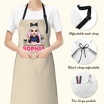 Tablier réglable avec nom et poche pour manucure Cadeau d'ouverture d'un salon de beauté pour prothésiste ongulaire