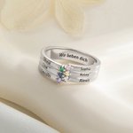 Personalisierter Ring mit 1-8 Geburtssteinen und eingraviertem Namen | zierlicher Schmuck | Geburtstag Muttertag Geschenk für Frau