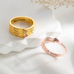 Personalisierter Ring mit 1-8 Geburtssteinen und eingraviertem Namen | zierlicher Schmuck | Geburtstag Muttertag Geschenk für Frau
