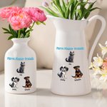 Personalized Cute 1-4 3D Cartoon Cats Dogs Ceramic Vase with Name Home Decor Birthday Gift for Family Pet Lover