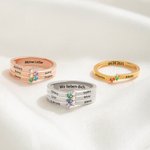 Personalisierter Ring mit 1-8 Geburtssteinen und eingraviertem Namen | zierlicher Schmuck | Geburtstag Muttertag Geschenk für Frau