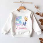 Personalisierte In meiner Meerjungfrau Ära Kind T-Shirt Sweatshirt Hoodie mit Namen Alter Geburtstag Geschenk für Mädchen Meerjungfrau Liebhaber