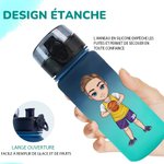 Gobelet Personnalisé avec Personnage et Nom Bouteille - Couvercle Rabattable - Cadeau Anniversaire pour Amateurs de Football