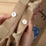 Personalized Cartoon Fashion Girl Birth Flower Large Jute Tote Bag with Name Travel Essential Birthday Gift for Women