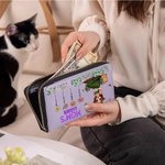 Personalisierte Mom's Garden Cartoon Charakter PU Leder Brieftasche mit 1-12 Namen und Armband Muttertag Wertschätzung Geschenk für Oma Mom