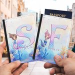 Personalised Fantasy Mermaid Princess Underwater World Leather Passport Holder with Name and Initial Travel Essential Birthday Gift for Mermaid Lovers