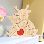 Personalizowane drewniane puzzle z czerwonym sercem dla rodziny z 2-5 wygrawerowanymi imionami Dekoracja biurka Prezent urodzinowy dla rodziny