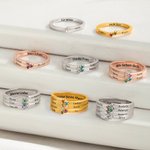 Personalisierter Ring mit 1-8 Geburtssteinen und eingraviertem Namen | zierlicher Schmuck | Geburtstag Muttertag Geschenk für Frau