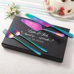 Personalisiertes 4-tlg. Hochzeit Set mit mit Namen Datum Eingraviertem Messer Gabeln Kuchenspatel Jahrestag Hochzeit Geschenk für Paar Frischvermählte