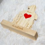 Personalized Cute Love Hug Bear Family Wooden Puzzle with Base and 2-9 Names Desk Decoration Birthday Anniversary Gift for Family