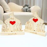 Personalized Cute Love Hug Bear Family Wooden Puzzle with Base and 2-9 Names Desk Decoration Birthday Anniversary Gift for Family
