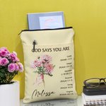 Spersonalizowany bukiet kwiatów urodzinowych Ochraniacz na książkę z wersetami biblijnymi z zamkiem błyskawicznym i kieszenią Urodzinowy prezent religijny dla miłośników czytania Chrześcijanin