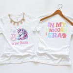 Gepersonaliseerd In My Fantasy Unicorn Era Kid T-shirt Sweatshirt Hoodie met initiaal en naam Verjaardag terug naar school cadeau voor meisjes