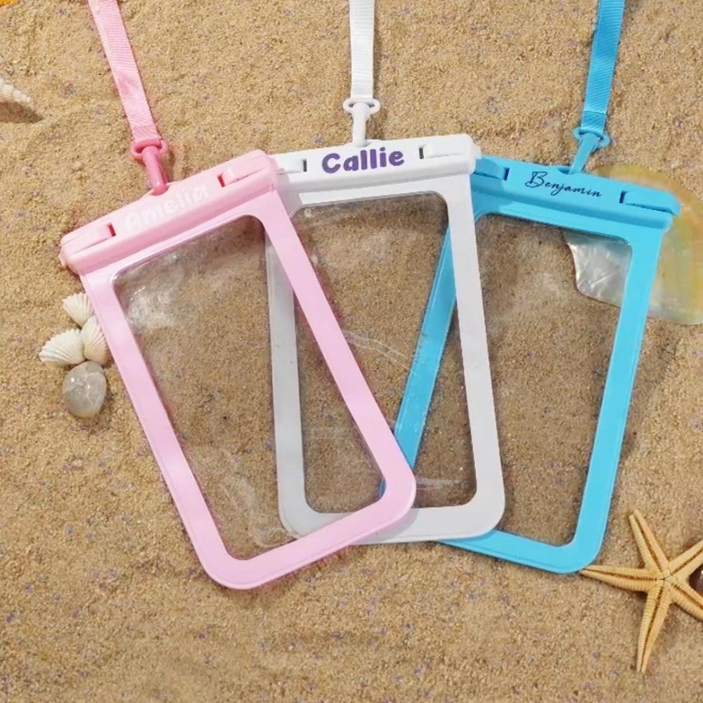 Personalized Waterproof Transparent Phone Pouch with Name and Detachable Lanyard Outdoor Sports Water Activities Accessories for Family Friend 3
