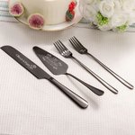 Personalisiertes 4-tlg. Hochzeit Set mit mit Namen Datum Eingraviertem Messer Gabeln Kuchenspatel Jahrestag Hochzeit Geschenk für Paar Frischvermählte