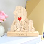 Personalizowane drewniane puzzle z czerwonym sercem i 2-7 imionami na biurko Dzień Matki Urodziny Rocznica Prezent dla rodziny
