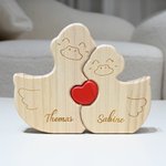 Personalized Wooden Duck Family Red Heart Puzzle with 2-5 Names Desk Decor Birthday Anniversary Gift for Family