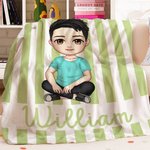 Personalisierte Streifen Cartoon Charakter weiche Decke mit Namen Home Decor Geburtstag Geschenk für Jungen Mädchen Familie