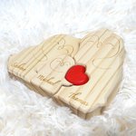 Personalisiertes Pinguin-Familie Holzpuzzle mit Rotem Herz 2-5 Namen Eingraviert Haus Deko Muttertag Geburtstag Jahrestag Geschenk für Familie