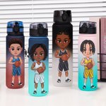Personalisierte Cartoon Basketball Charakter Name Gradient Sport Wasserflasche mit Flip-Top-Deckel und Riemen Geburtstagsgeschenk für Gym Fitness Basketball-Liebhaber