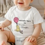 Personalized Well Hello There Classic Winnie the Pooh 100% Cotton Baby Bib Bodysuit Jumpsuit with Name Coming Outfit Baby Shower Gift for Newborns