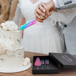 Personalisiertes 4-tlg. Hochzeit Set mit mit Namen Datum Eingraviertem Messer Gabeln Kuchenspatel Jahrestag Hochzeit Geschenk für Paar Frischvermählte