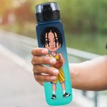 Personalisierte Cartoon Basketball Charakter Name Gradient Sport Wasserflasche mit Flip-Top-Deckel und Riemen Geburtstagsgeschenk für Gym Fitness Basketball-Liebhaber