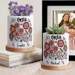 Personalized Flower It Is Okay to Be Different Name Ceramic Plant Pot with Bamboo Base Birthday Positive Inspirational Gift for Family Friend