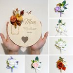 Personalized Artificial Flower Heart Wooden Ornament with Name and Text Home Decor Mother's Day Grandmother's Day Appreciation for Her