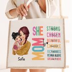 Personalisiertes wiederverwendbares Tote Bag Jute-Tasche Cartoon Charakter Bibelvers mit Namen Muttertag Taufe Geschenk für Mama