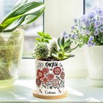 Personalized Flower It Is Okay to Be Different Name Ceramic Plant Pot with Bamboo Base Birthday Positive Inspirational Gift for Family Friend
