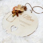Personalized Artificial Flower Heart Wooden Ornament with Name and Text Home Decor Mother's Day Grandmother's Day Appreciation for Her