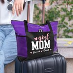 Personalized Girl Boy Mama Love Pattern Large Tote Bag with Names and Mesh Pockets Mother's Day Birthday Gift for Mother Grandma