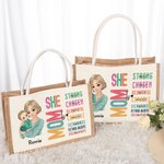 Personalisiertes wiederverwendbares Tote Bag Jute-Tasche Cartoon Charakter Bibelvers mit Namen Muttertag Taufe Geschenk für Mama