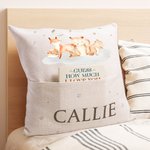 Personlig Woodland Animals mjuk sängdagsberättelse kudde med namn och bokficka barnkammare dekor baby shower födelsedagspresent för flickor pojkar