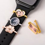 Personalized Rectangle Oval Heart Dog Paw Photo Watch Band Charm Smartwatch Accessories Birthday Anniversary Gift for Her Him