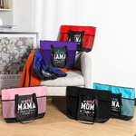 Personalized Girl Boy Mama Love Pattern Large Tote Bag with Names and Mesh Pockets Mother's Day Birthday Gift for Mother Grandma