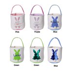 Personalized Cute Sequin Easter Bunny Basket with Embroidered Name and Handle Easter Gift for Kids