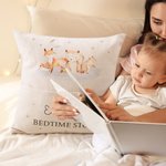 Personlig Woodland Animals mjuk sängdagsberättelse kudde med namn och bokficka barnkammare dekor baby shower födelsedagspresent för flickor pojkar