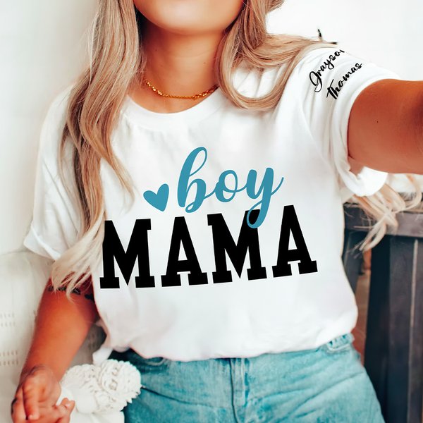 Personalized Love Heart Boy Girl Mama Dad T-shirt Sweatshirt Hoodie with 1-6 Names Multicolour Available Holiday Birthday Gift for Family