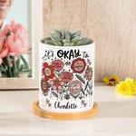 Personalized Flower It Is Okay to Be Different Name Ceramic Plant Pot with Bamboo Base Birthday Positive Inspirational Gift for Family Friend