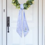 Fascia per cesto di Pasqua personalizzata in cotone gingham 100% ricamata con croce coniglio carino e nome regalo per Pasqua e battesimo per bambini