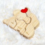 Personalizowane drewniane puzzle z czerwonym sercem i 2-5 imionami na biurko Dzień Matki Urodziny Rocznica Prezent dla rodziny