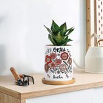 Personalized Flower It Is Okay to Be Different Name Ceramic Plant Pot with Bamboo Base Birthday Positive Inspirational Gift for Family Friend
