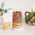 Personalizzato floreale ispiratore parola nome smerigliato 20 oz tazza di vetro con coperchio e cannuccia Festa della mamma Compleanno Incentivo regalo per amico Famiglia