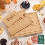 Planche à découper pour charcuterie en bambou FSC avec rainure pour le jus gravée de 1 à 12 noms d'enfants Cadeau de fête des pères pour papa grand-père